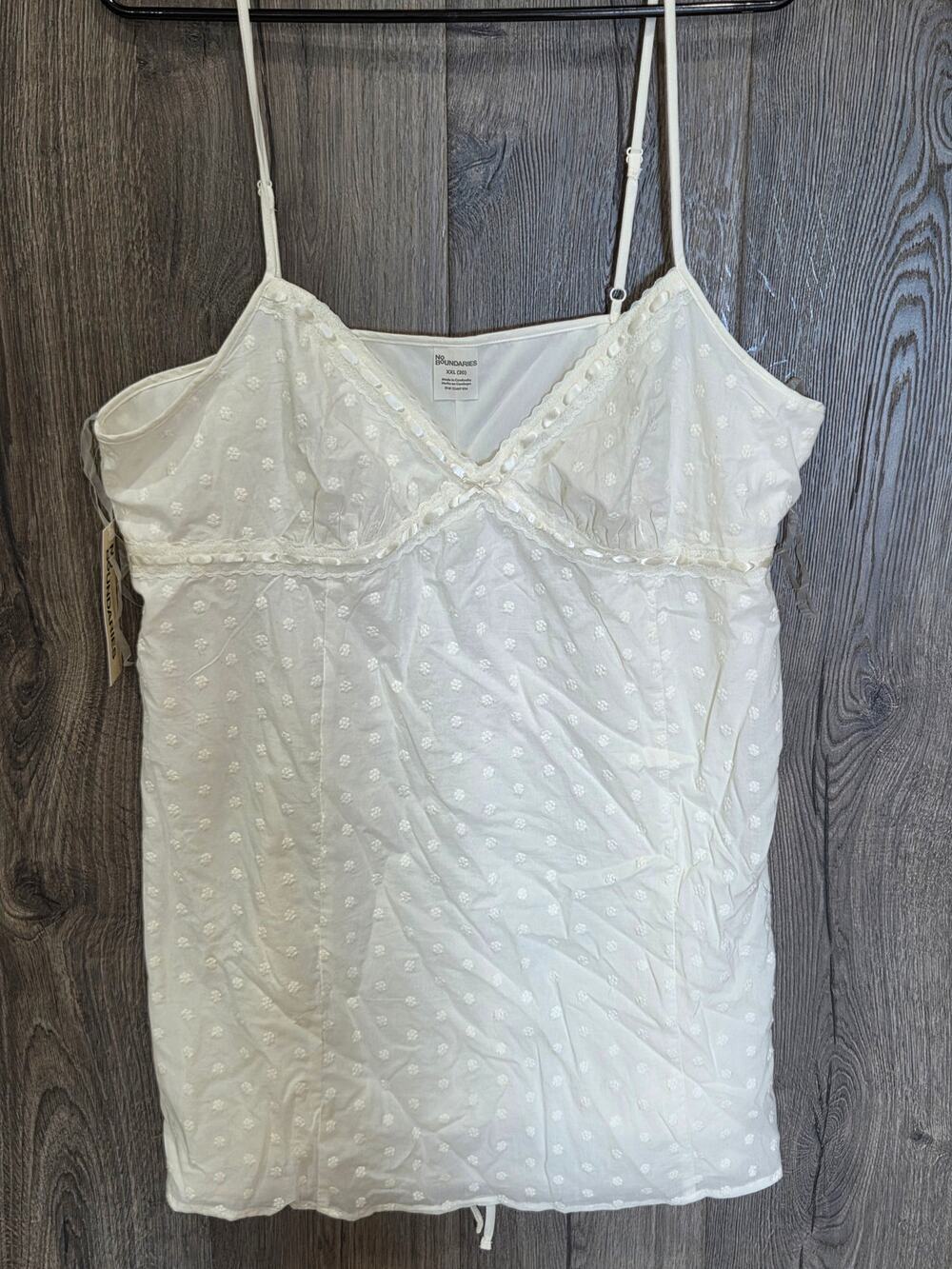No Boundaries White Cotton Triangle A-Line Mini Dress Size XXL Juniors